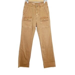 Pilcro Utility High Rise Carpenter Straight Jeans Tan‎ Workwear Cargo Boho 25